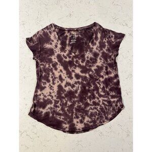 American Eagle Women's Tie Die Soft & Sexy V-Neck Cap T-Shirt, Purple Size Small